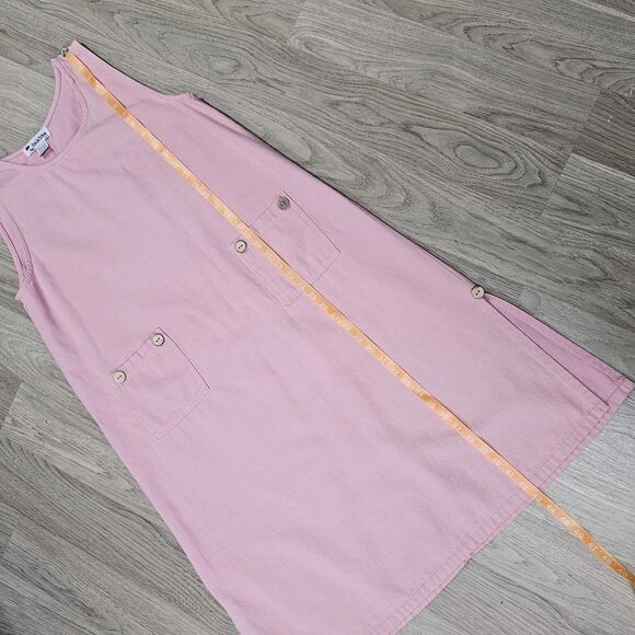 Vintage 90's Pink Cotton Jumper Dress Gardencore Cottagecore M-L Shift Lagenlook - Picture 4 of 6